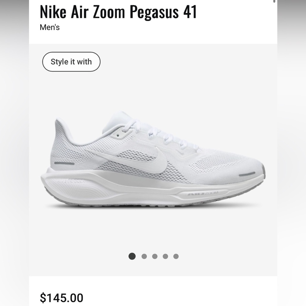 Nike - Pegasus 41 - Size 10 - Men’s Running Shoes- Gray and White - Brand New - Picture 9 of 9